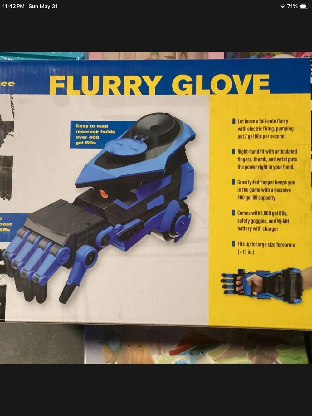 Flurry Glove Gel Blaster VR Accessory - Blue